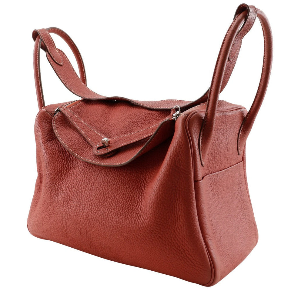 Hermes Handbag Togo Orange / Silver Metal 2WAYShoulder Lindy 34 Women