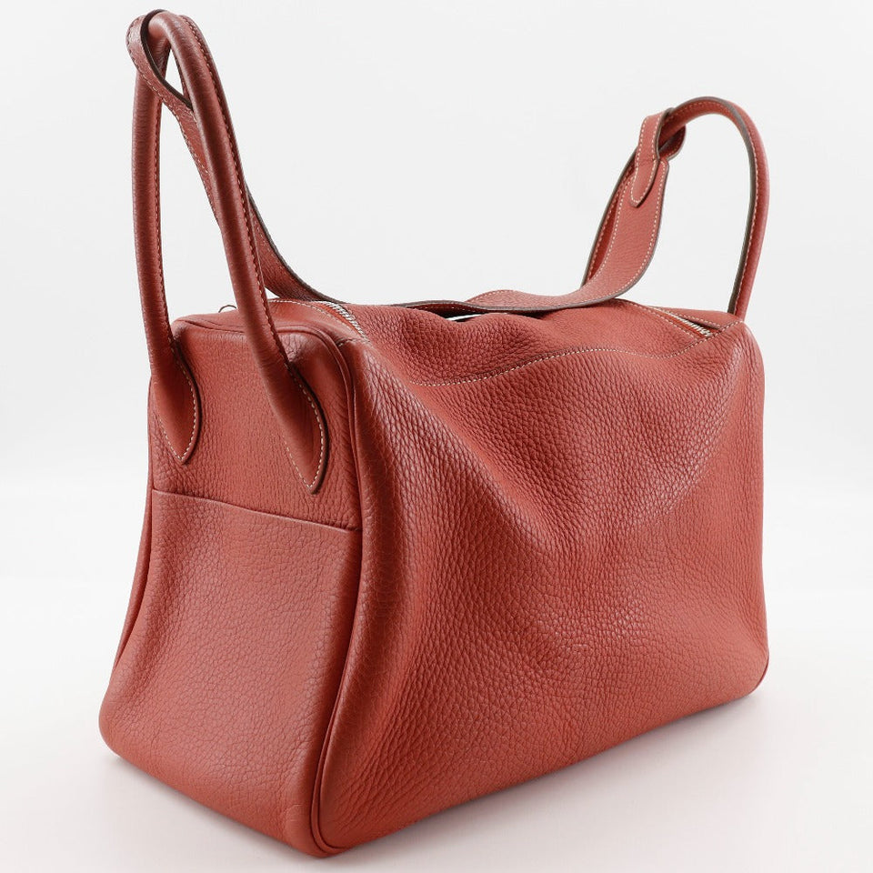 Hermes Handbag Togo Orange / Silver Metal 2WAYShoulder Lindy 34 Women