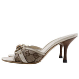 Gucci Mule 138713 GG canvas white Bamboo Bit Women 34 1/2