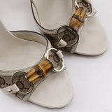 Gucci Mule 138713 GG canvas white Bamboo Bit Women 34 1/2