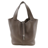 Hermes Handbag Taurillon Clemence black Pico Tan Lock MM