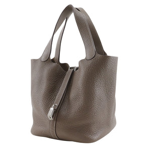 Hermes Handbag Taurillon Clemence black Pico Tan Lock MM