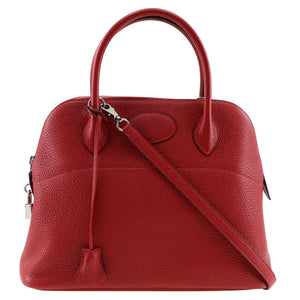 Hermes Handbag Taurillon Clemence Red Bored 31 Women