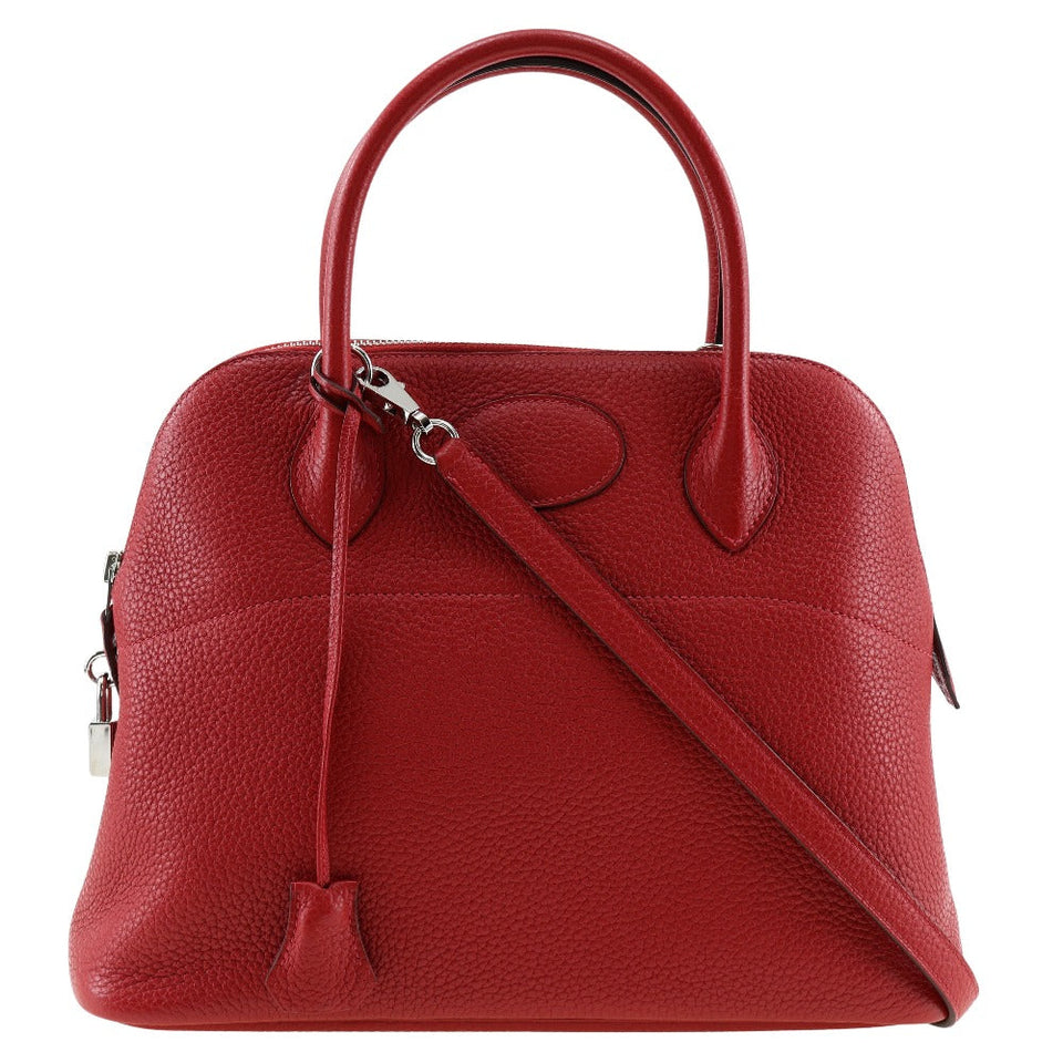 Hermes Handbag Taurillon Clemence Red Bored 31 Women
