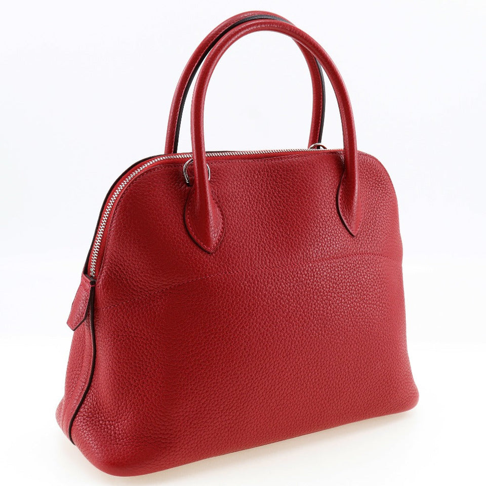 Hermes Handbag Taurillon Clemence Red Bored 31 Women