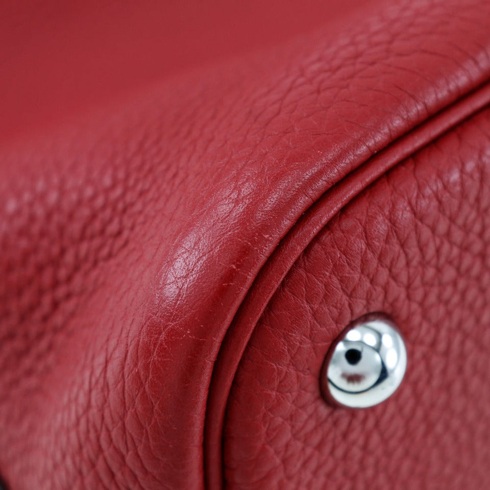 Hermes Handbag Taurillon Clemence Red Bored 31 Women