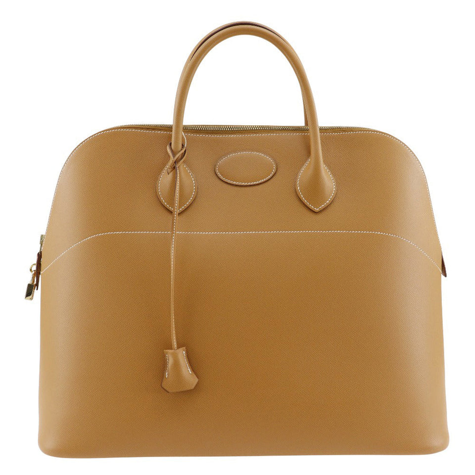 Hermes Boston Duffel bag Ardenne Camel/Gold Metal Bored 45 unisex(Unisex)