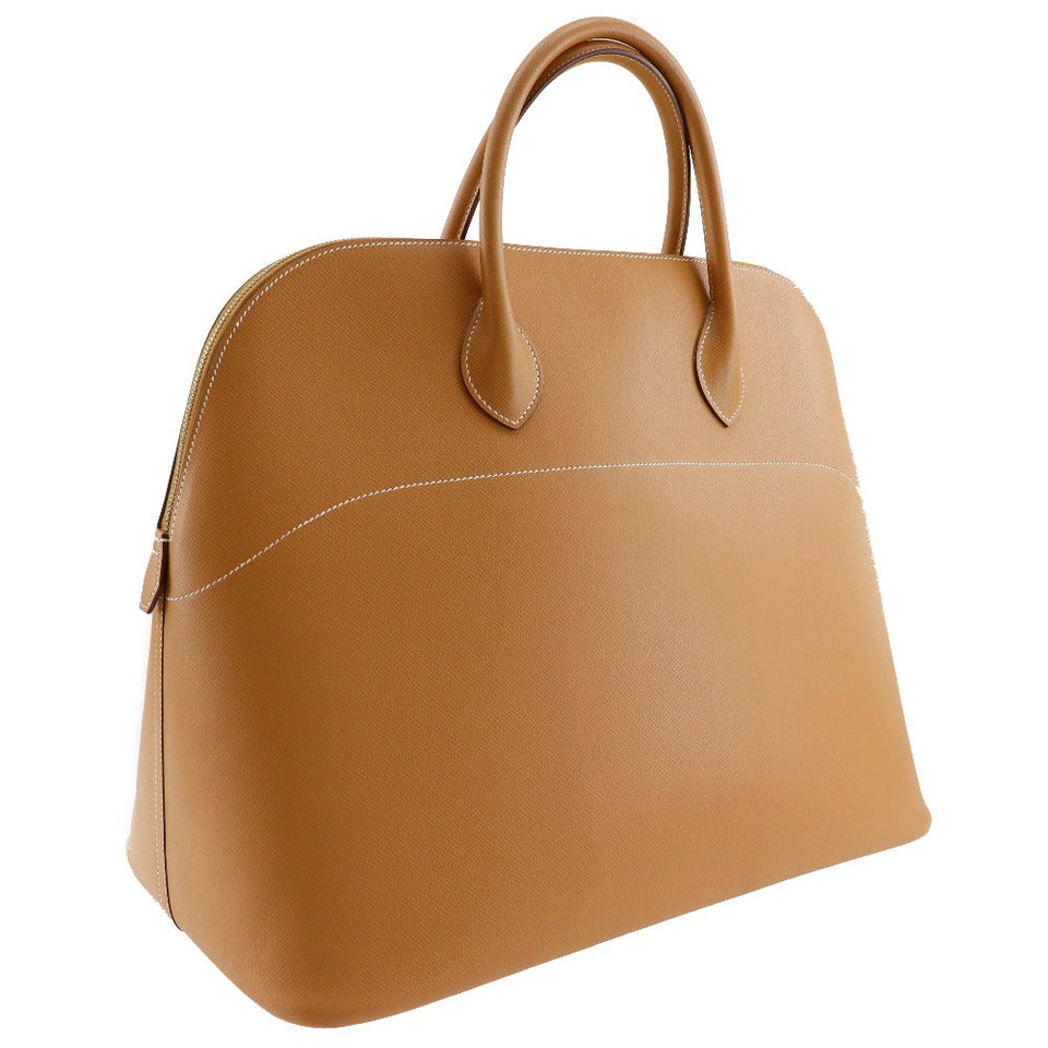 Hermes Boston Duffel bag Ardenne Camel/Gold Metal Bored 45 unisex(Unisex)