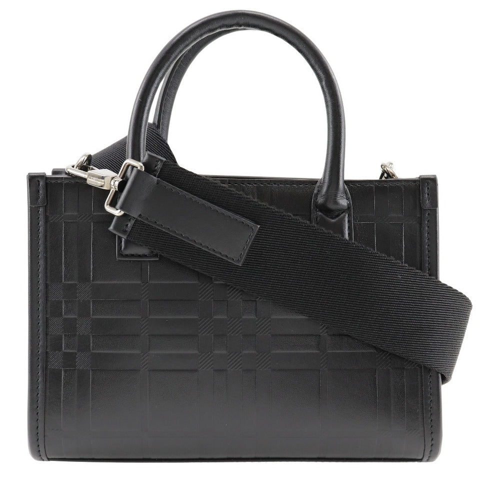 Burberry Handbag Calfskin black 2WAYShoulder Embossed Check Women