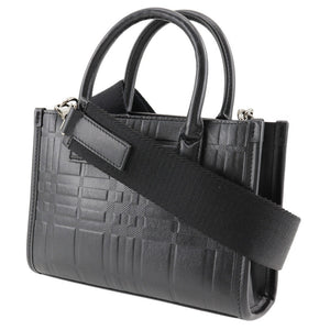 Burberry Handbag Calfskin black 2WAYShoulder Embossed Check Women