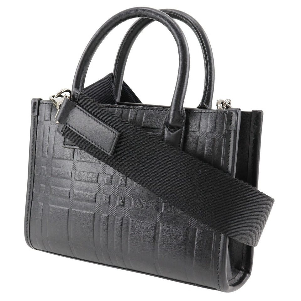 Burberry Handbag Calfskin black 2WAYShoulder Embossed Check Women