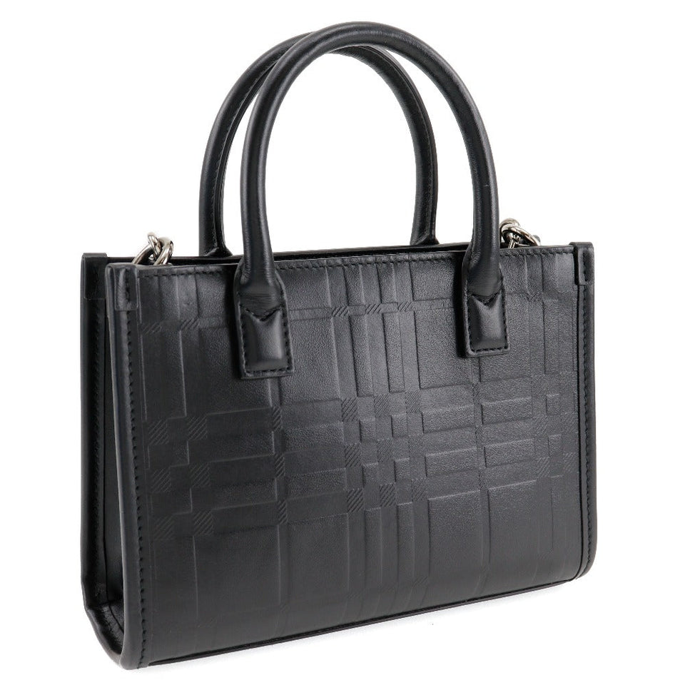 Burberry Handbag Calfskin black 2WAYShoulder Embossed Check Women