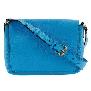 Burberry Shoulder Bag leather Blue Embossed logo Women