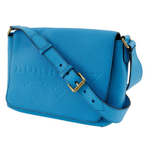 Burberry Shoulder Bag leather Blue Embossed logo Women