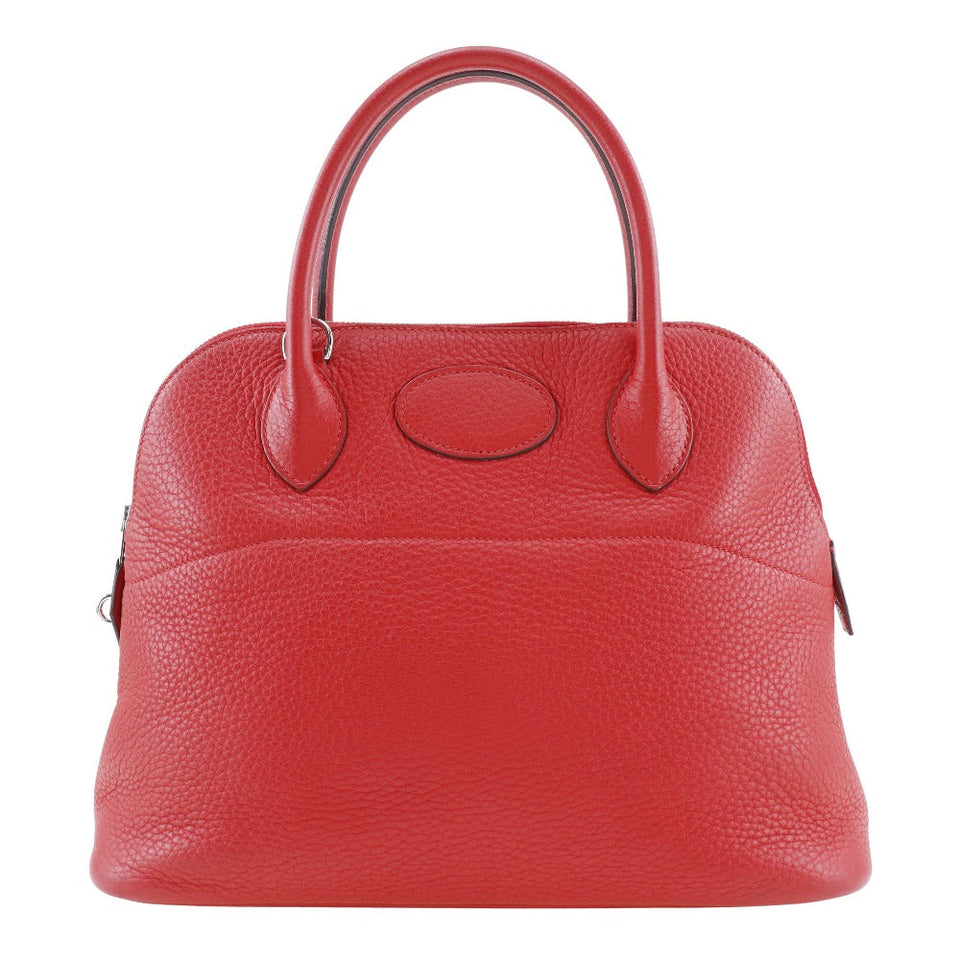 Hermes Handbag Taurillon Clemence Red/Silver Metal Bored 31 Women