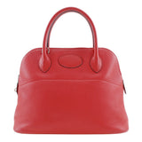 Hermes Handbag Taurillon Clemence Red/Silver Metal Bored 31 Women