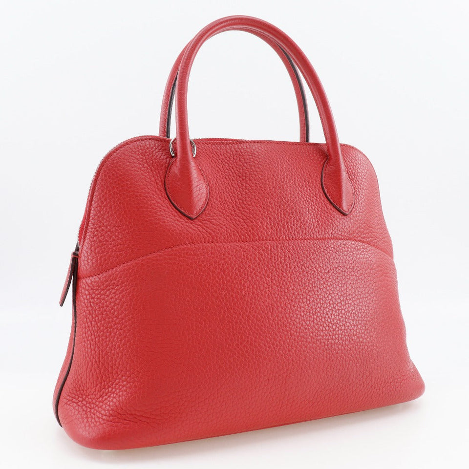 Hermes Handbag Taurillon Clemence Red/Silver Metal Bored 31 Women