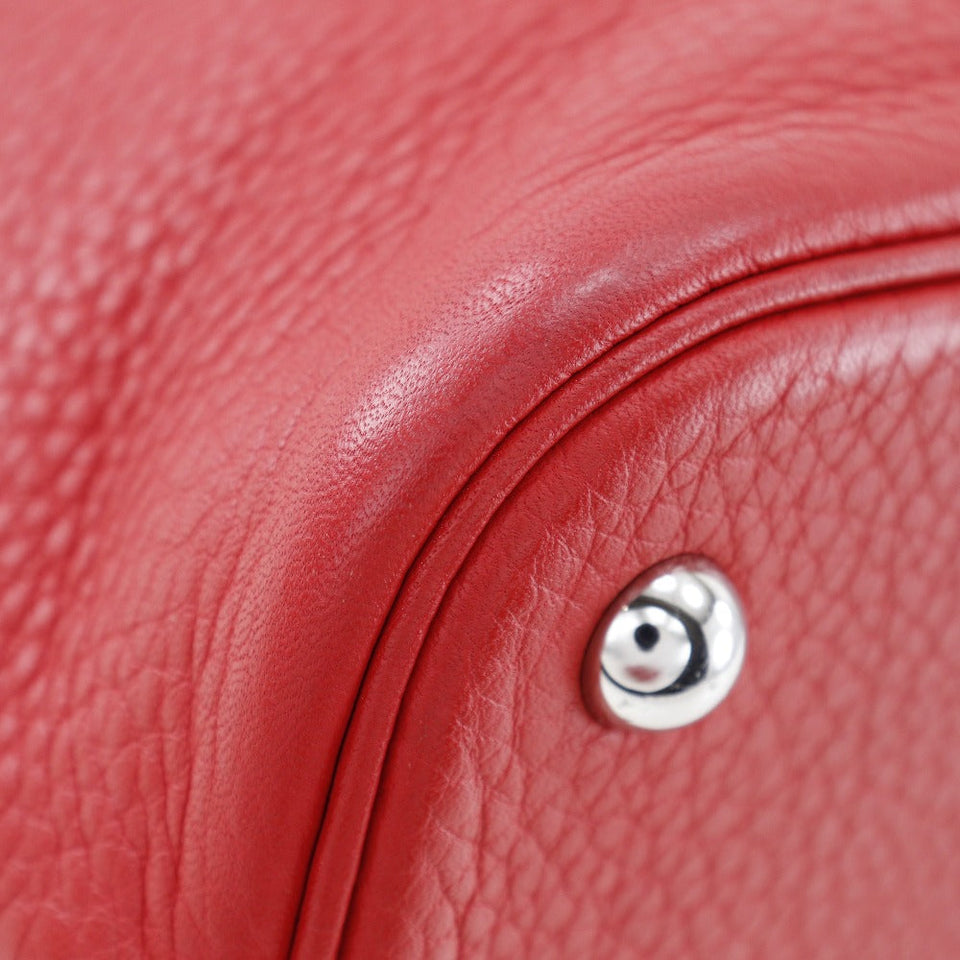 Hermes Handbag Taurillon Clemence Red/Silver Metal Bored 31 Women