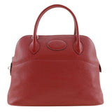 Hermes Handbag Taurillon Clemence Red/Silver Metal Bored 31 Women