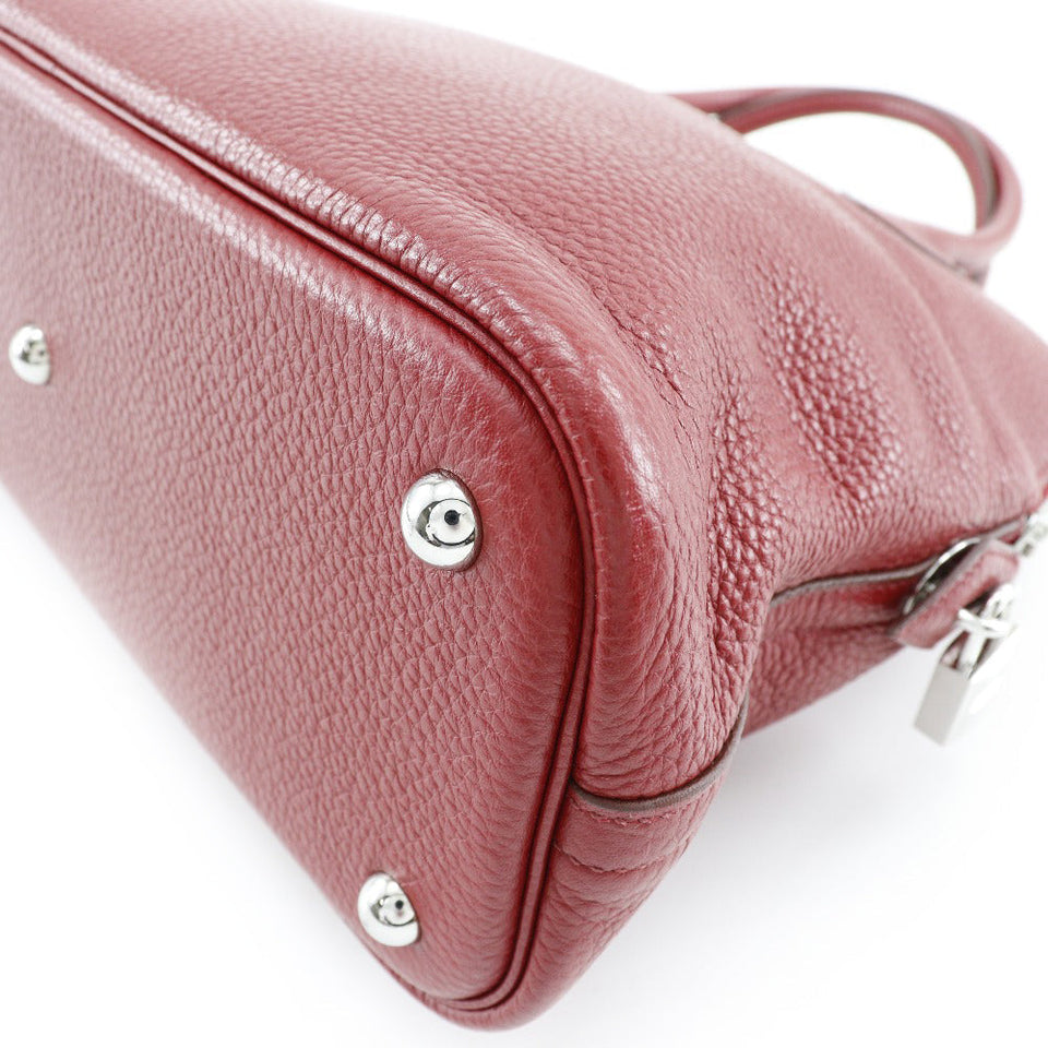 Hermes Handbag Taurillon Clemence Red/Silver Metal Bored 31 Women
