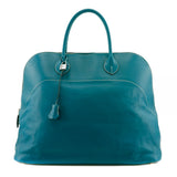 Hermes Boston Duffel bag Sikkim Turquoise/Silver Metal Bolide Relax 45 unisex(Unisex)