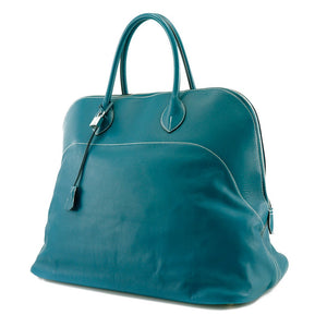 Hermes Boston Duffel bag Sikkim Turquoise/Silver Metal Bolide Relax 45 unisex(Unisex)