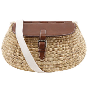 Hermes Shoulder Bag Leather, Willow Brown Basket bag fishing basket