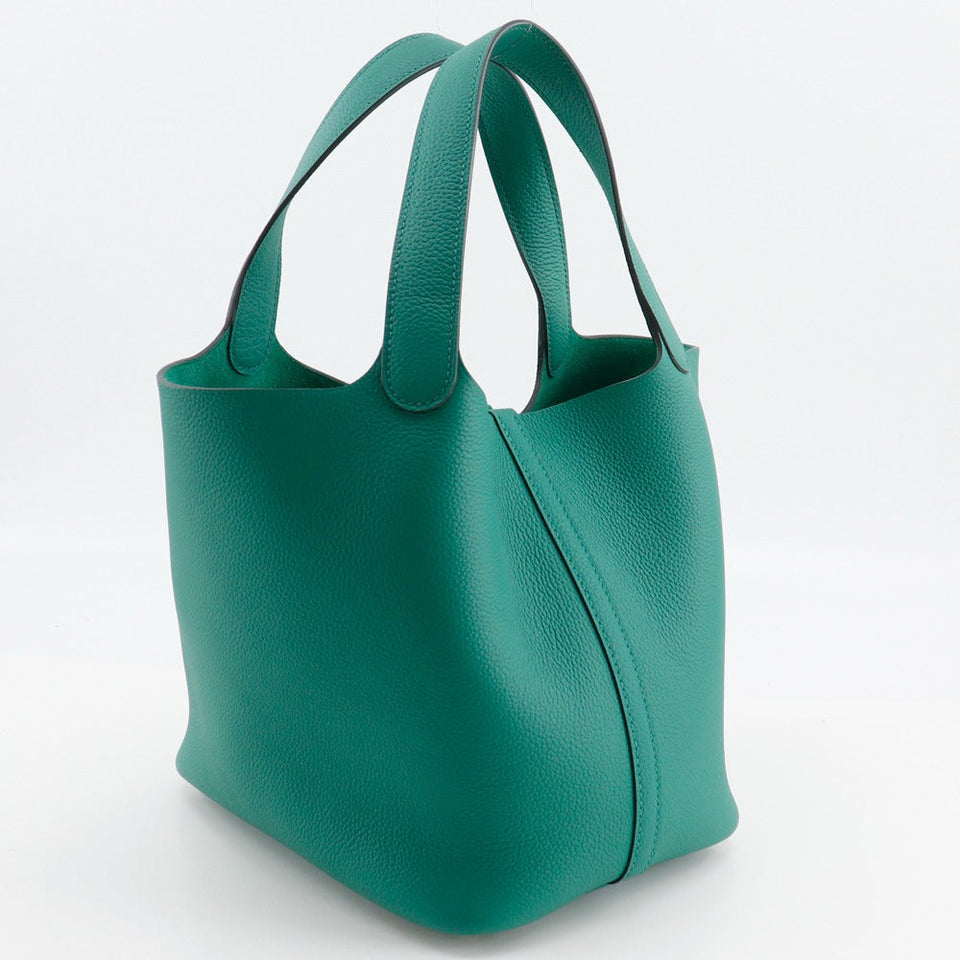 Hermes Handbag Taurillon Clemence Maurice Green Picotan Lock 22 MM