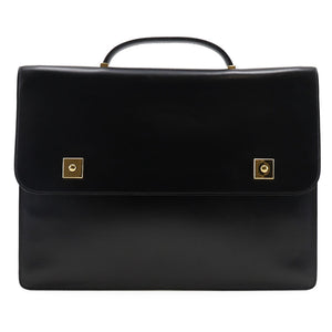 Hermes Business bag Calfskin Black/Gold Metal Briefcase Danube 38 mens