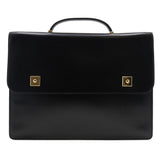 Hermes Business bag Calfskin Black/Gold Metal Briefcase Danube 38 mens