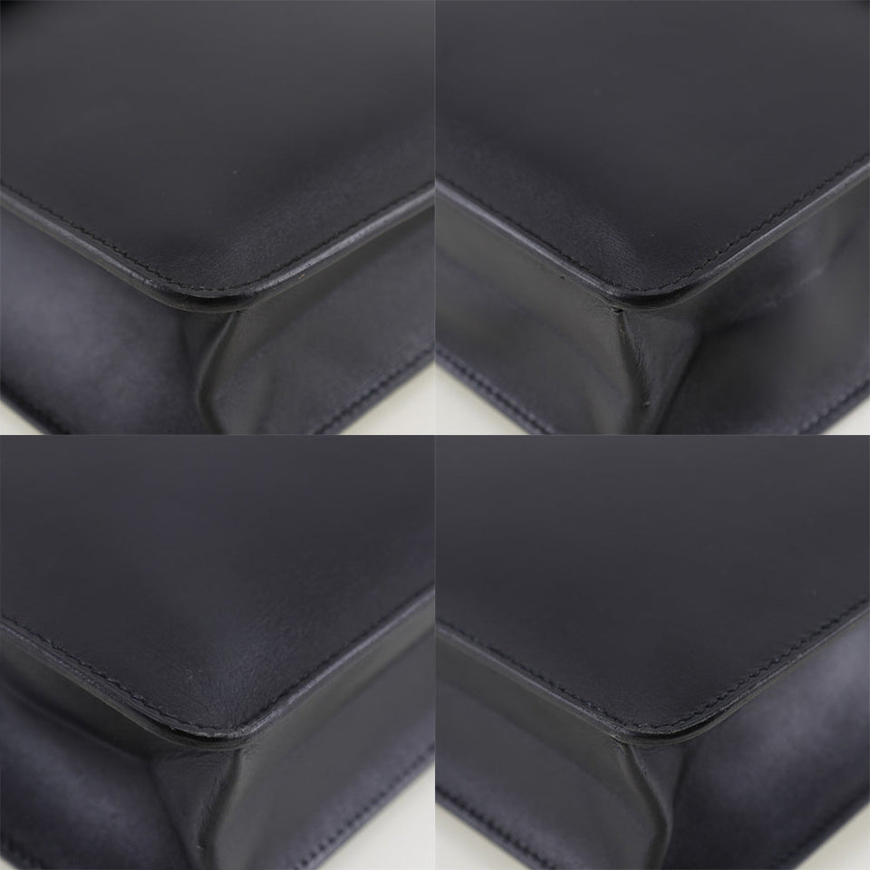 Hermes Business bag Calfskin Black/Gold Metal Briefcase Danube 38 mens