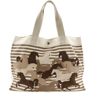 Hermes Tote Bag canvas Brown/Off White Chevault Women(Unisex)