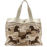 Hermes Tote Bag canvas Brown/Off White Chevault Women(Unisex)