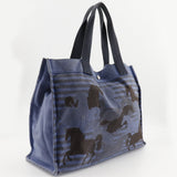 Hermes Tote Bag canvas Blue, Black Chevault Women(Unisex)