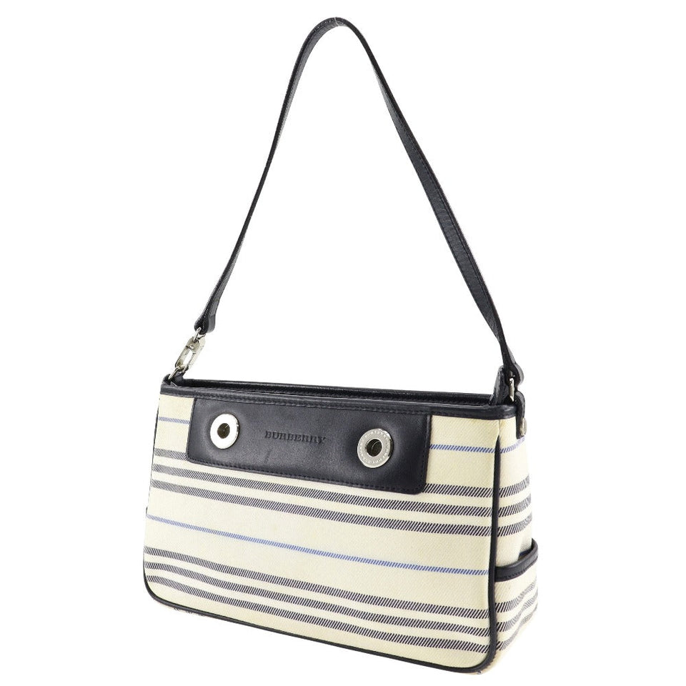 Burberry Shoulder Bag canvas off white one belt Women