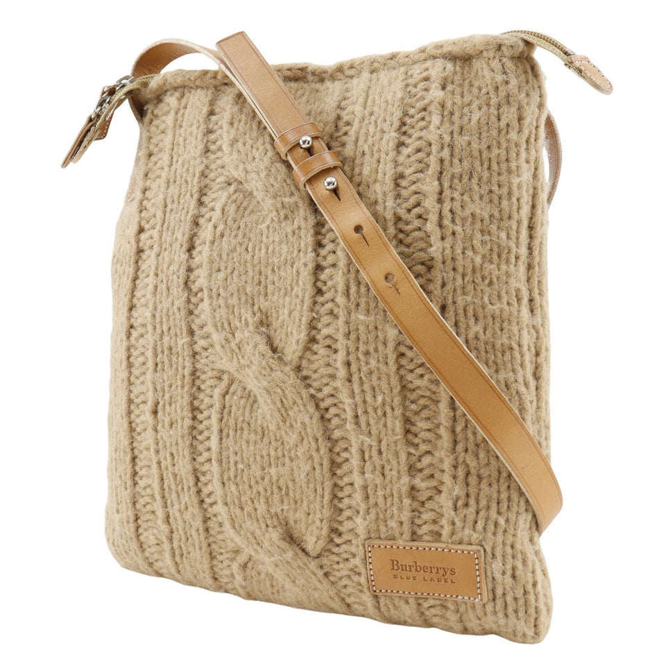 Burberry BLUE LABEL Shoulder Bag wool beige knit Women