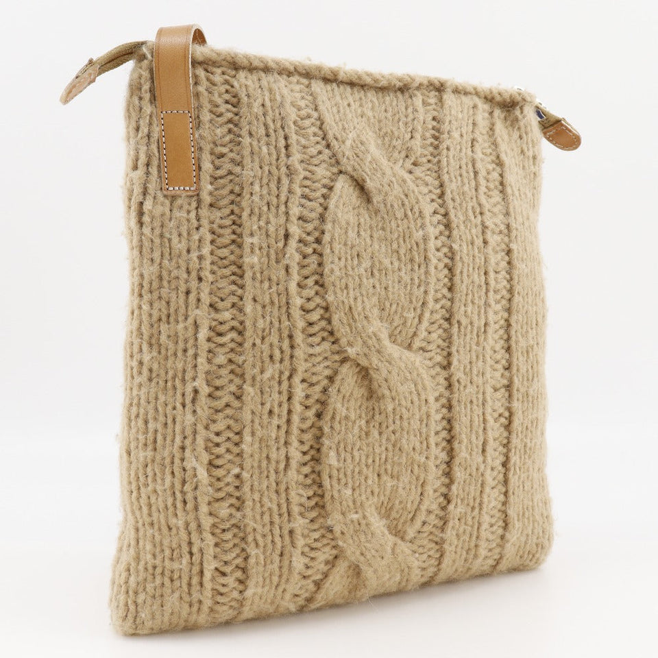 Burberry BLUE LABEL Shoulder Bag wool beige knit Women