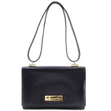 Hermes Shoulder Bag Leather, Plated Gold Navy Box scarf