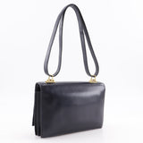 Hermes Shoulder Bag Leather, Plated Gold Navy Box scarf