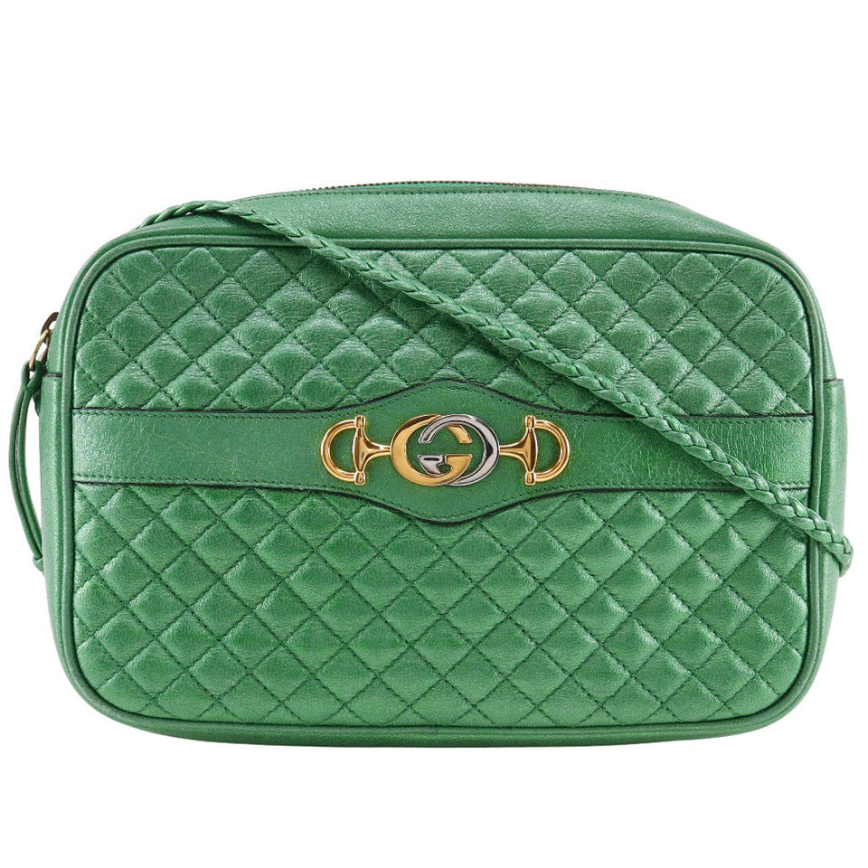 Gucci Shoulder Bag 541061 leather Green Horsebit Trapuntato