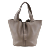 Hermes Handbag Taurillon Clemence Brown Picotan MM