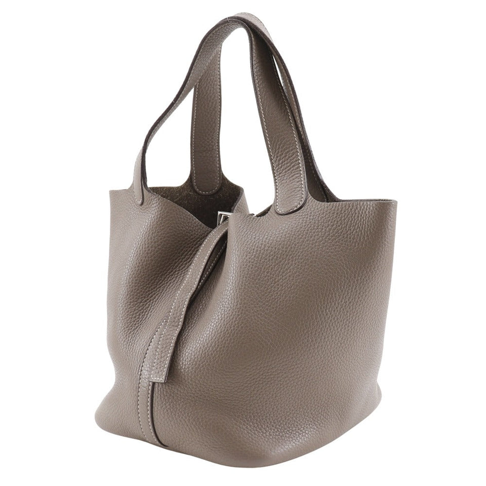 Hermes Handbag Taurillon Clemence Brown Picotan MM