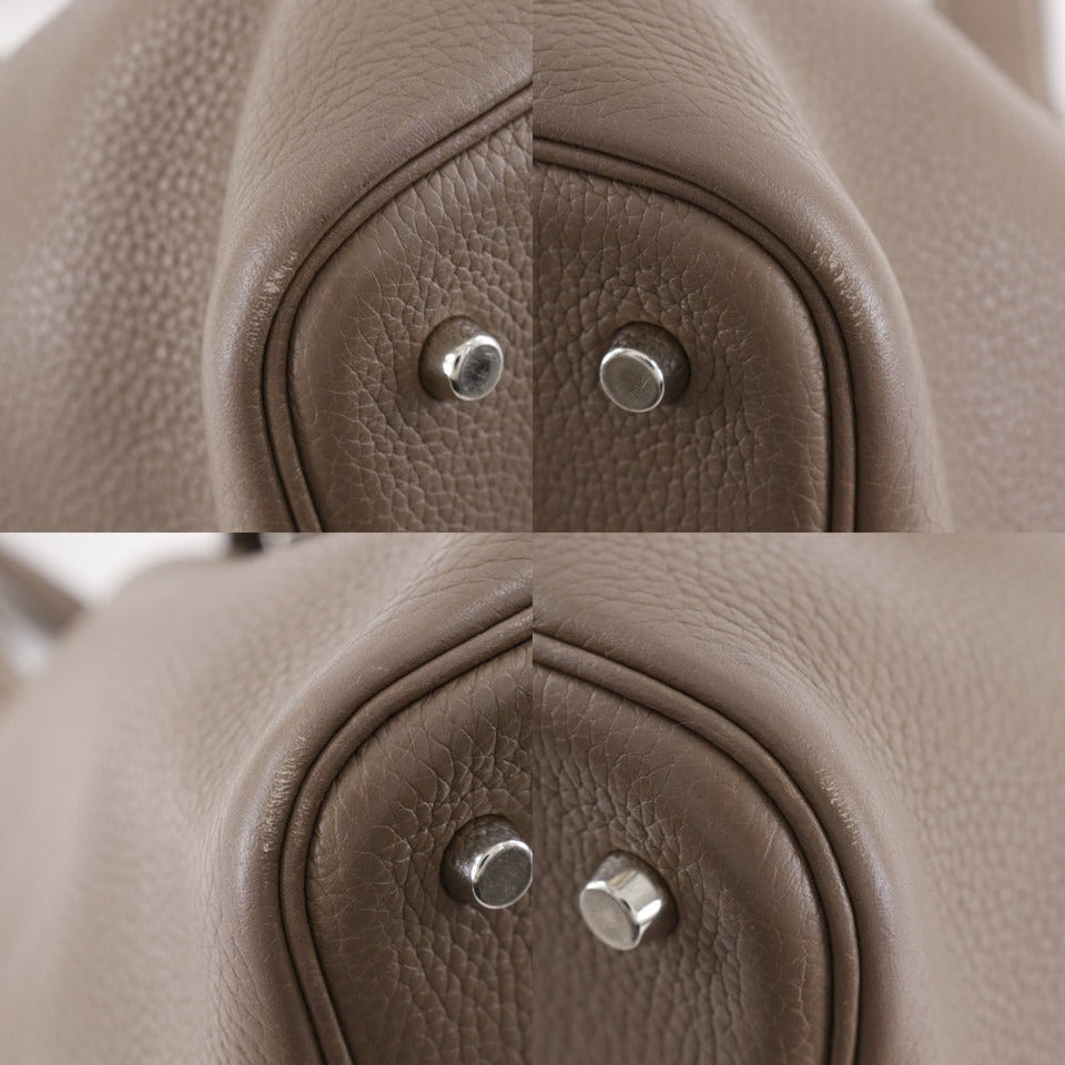 Hermes Handbag Taurillon Clemence Brown Picotan MM