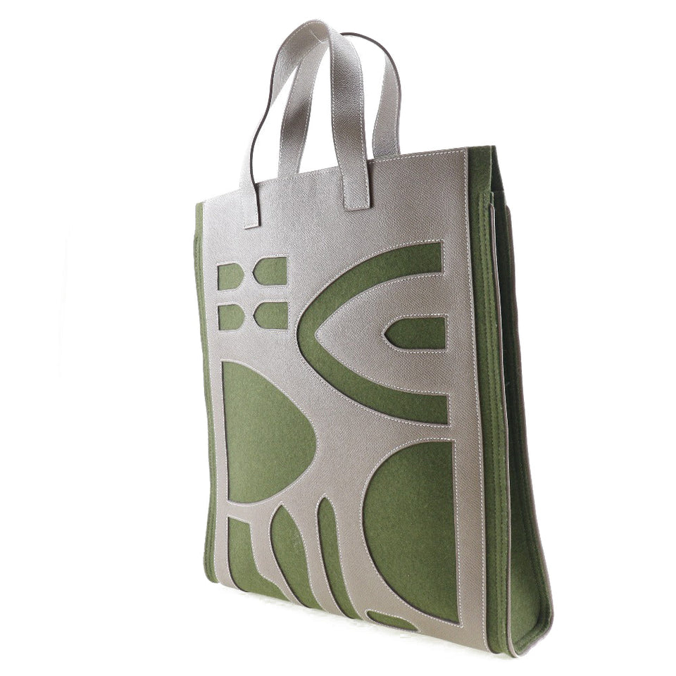 Hermes Tote Bag Epsom, felt Green / Brown Petit Ash unisex(Unisex)