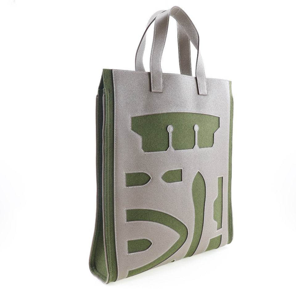 Hermes Tote Bag Epsom, felt Green / Brown Petit Ash unisex(Unisex)