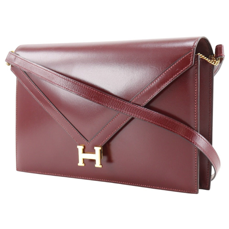 Hermes Shoulder Bag Box scarf Bordeaux 2-way clutch Lidi