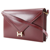 Hermes Shoulder Bag Box scarf Bordeaux 2-way clutch Lidi