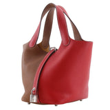 Hermes Handbag Taurillon Clemence White / red By color Picotin Lock Kazak