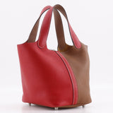 Hermes Handbag Taurillon Clemence White / red By color Picotin Lock Kazak