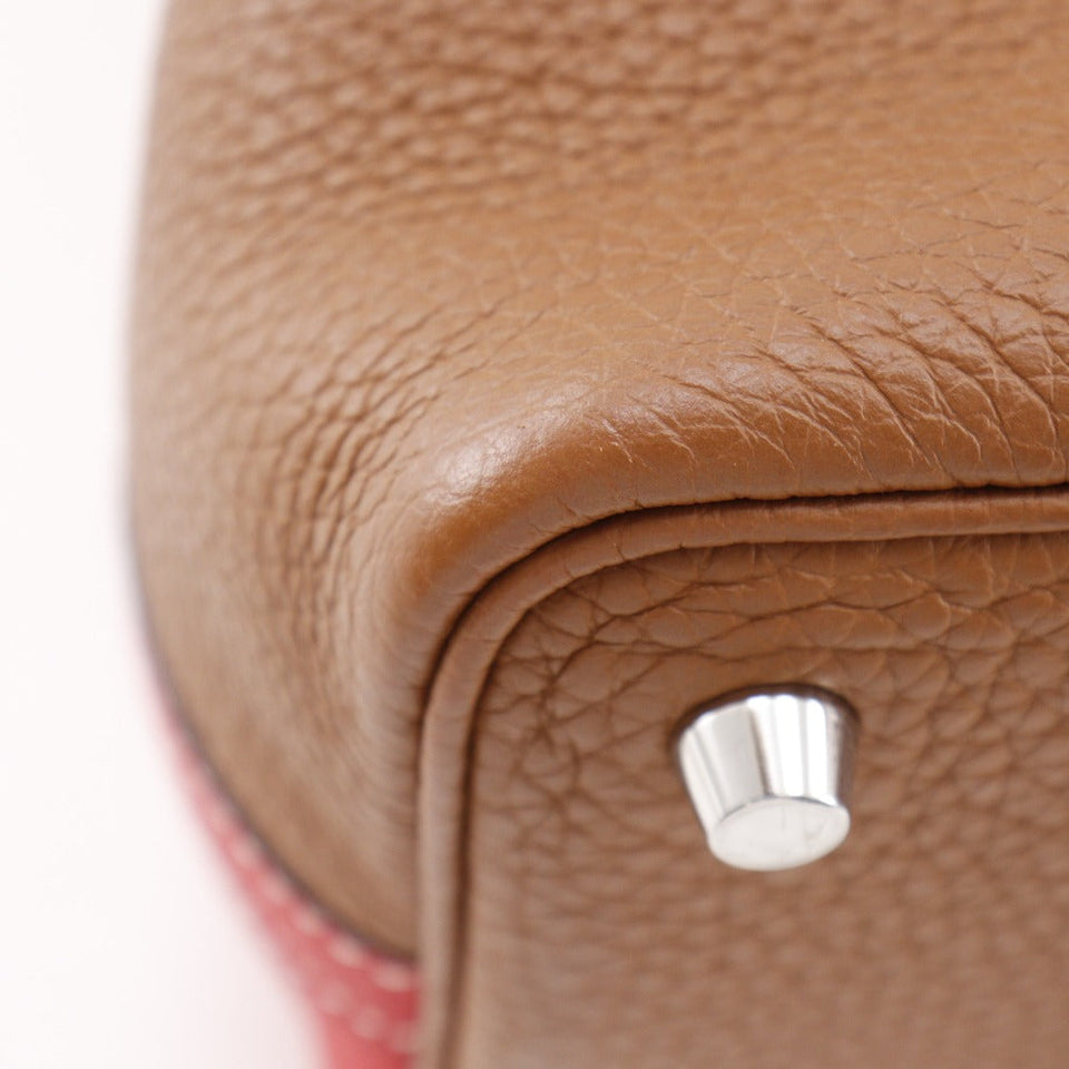 Hermes Handbag Taurillon Clemence White / red By color Picotin Lock Kazak